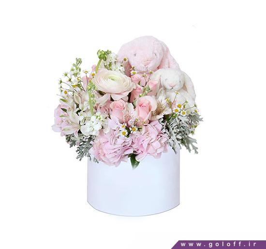 دسته گل در جعبه - جعبه گل تولد نوزاد دختر دل آسا - Del Asa | گل آف